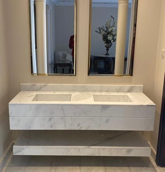 مغسلة رخام طبيعي اكسترا وايت